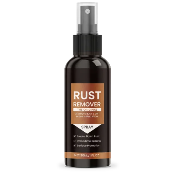 Rustifix rust remover spray, 30 ml bottle with black trigger cap and orange label reading Rust Remover The Original